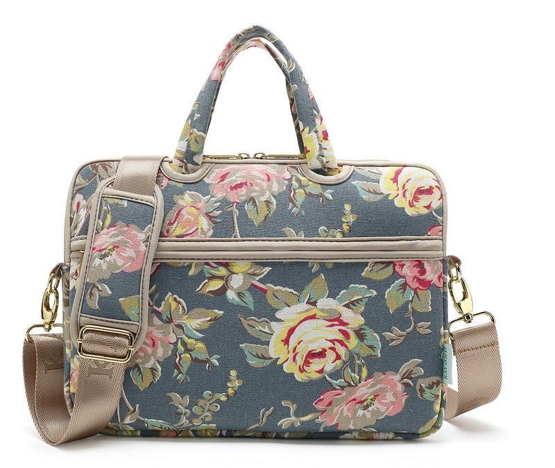 kayond Black C Rose Patten water resistant Laptop Shoulder Messenger Bag Case Sleeve for 14 Inch 14.1 Inch Laptop,Laptop Briefcase - Image 1